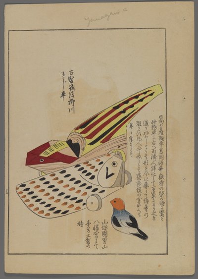 Japanse speelgoed, uit Unai no tomo (Vrienden van een kind) door Shimizu Seifu, 1891-1923. Vogel, vis en reptiel. door Shimizu Seifu